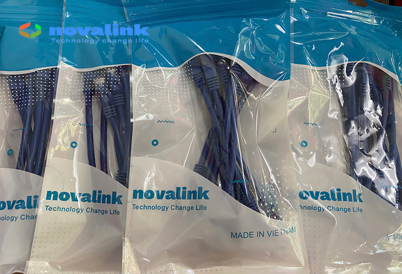Dây nhảy cat6 Novalink dài 0.2m chính hãng Mã NV-20114A chuẩn gigabit, dây nhảy mầu xanh 20cm